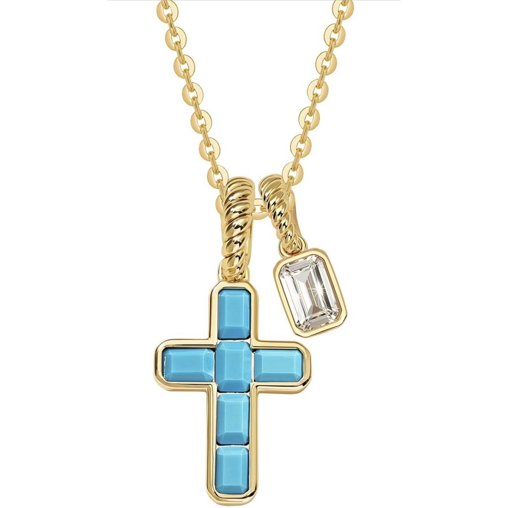 Fettero Cross Necklace for Women 16'' with‎ Pendant Gold Plated New